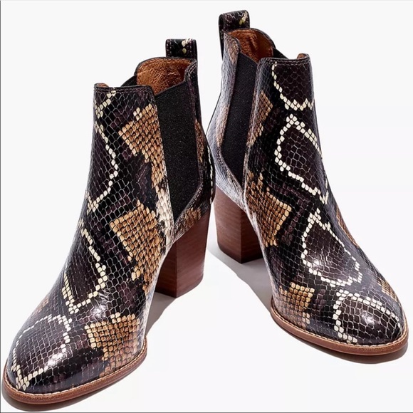 MADEWELL Regan Python Snakeskin Leather Slip On Ankle Booties US 7.5 - Picture 2 of 11